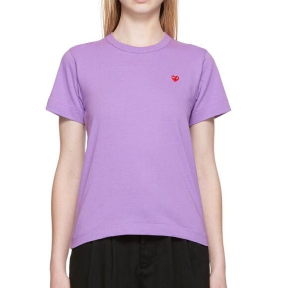 COMME des GARÇONS PLAY Purple Small Heart Patch T-Shirt Medium - Picture 1 of 6